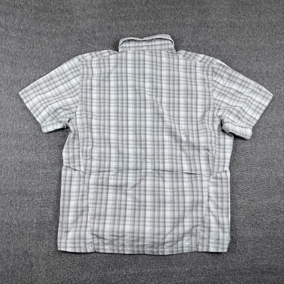 Mountain Hardwear Button Up Shirt Men’s Large Gray Wicking Vented Hiking Plaid - Picture 4 of 7